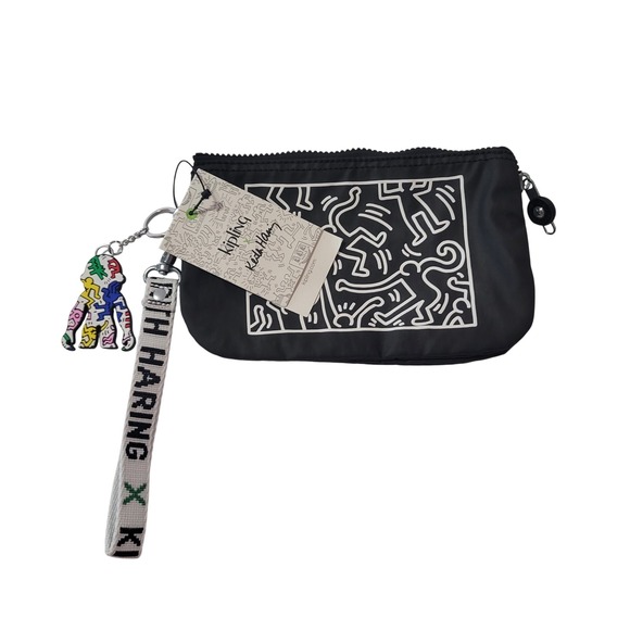 NWT Kipling x Keith Haring Creativity XL Pouch Cosmetic Bag Chalk Art - Picture 1 of 8